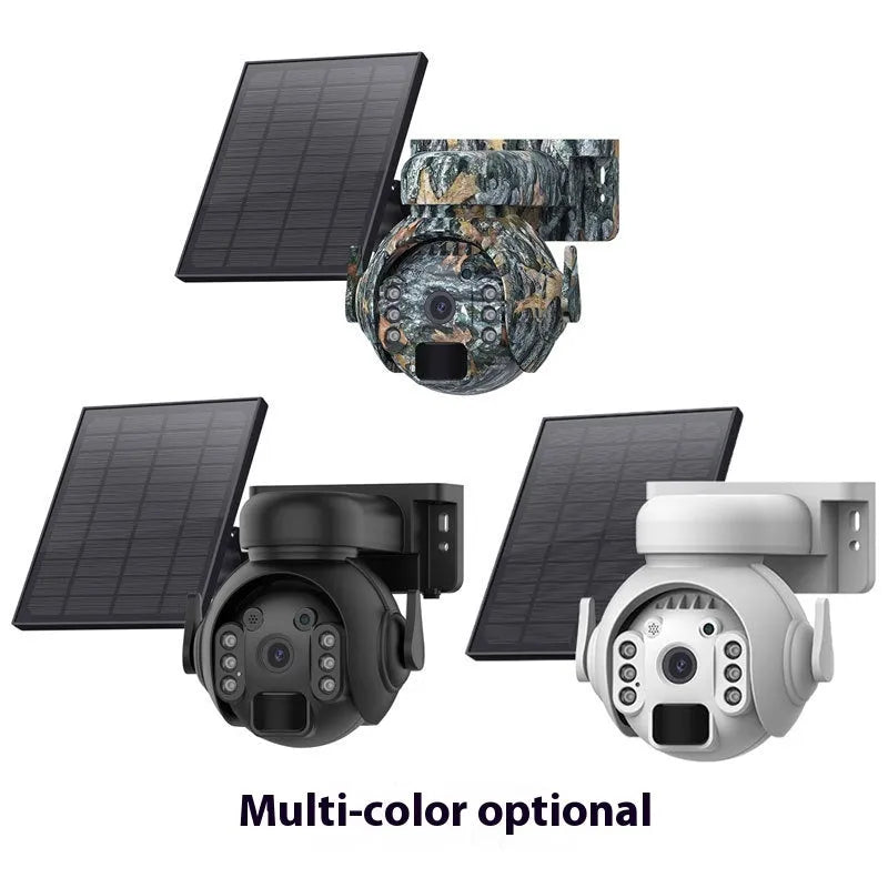 Q55 solar security camera in camouflage finish with solar panel and 3.6mm lens