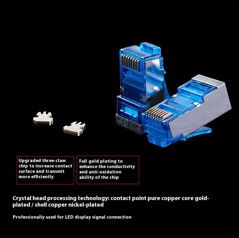 Cat6 RJ45 network extension cable with plug connectors on a white background.