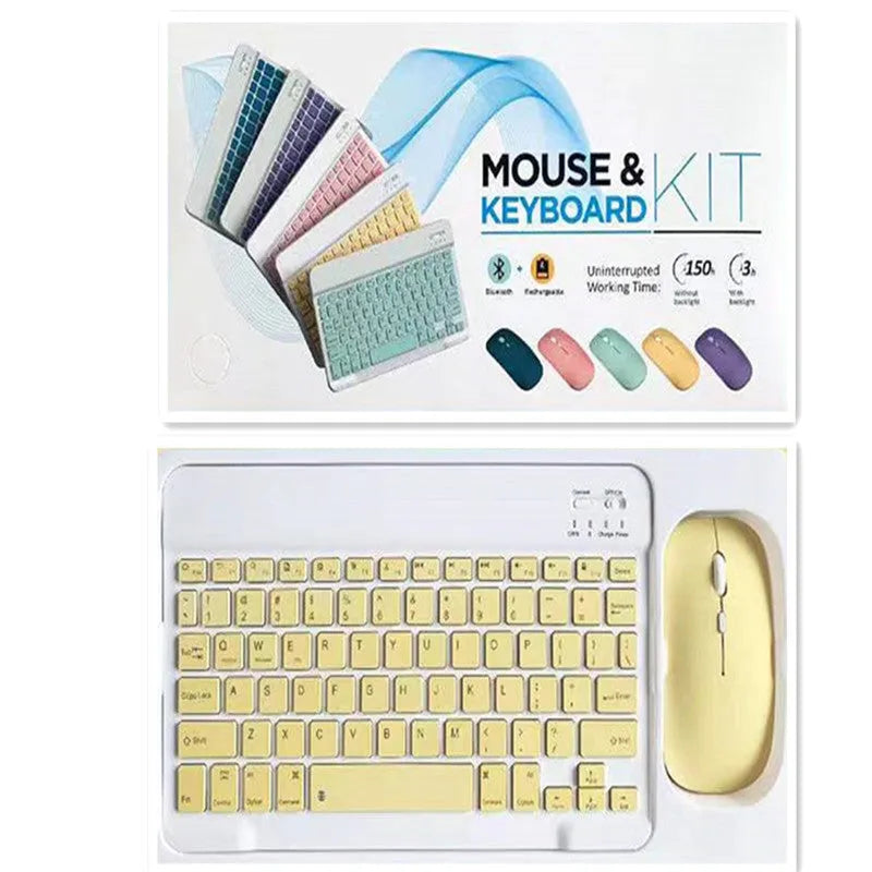 10-inch Bluetooth wireless keyboard and mouse set in various colour options with connectivity accessories
