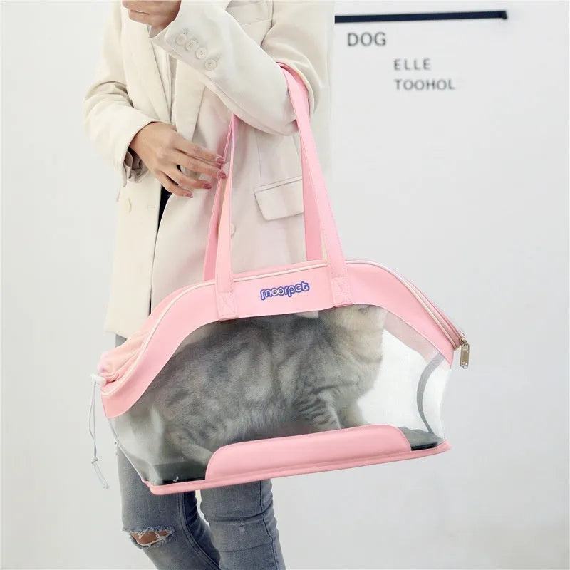 Moorpet leather cat outing carry bag in solid colour with 25L capacity.