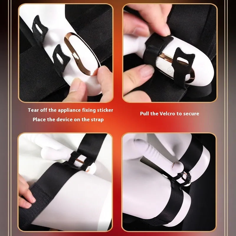 Black knitted belt strap adult restraint accessory for intimate play