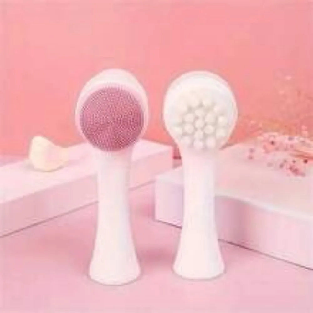 Blue nylon pet paw brush for dogs and cats on a white background.