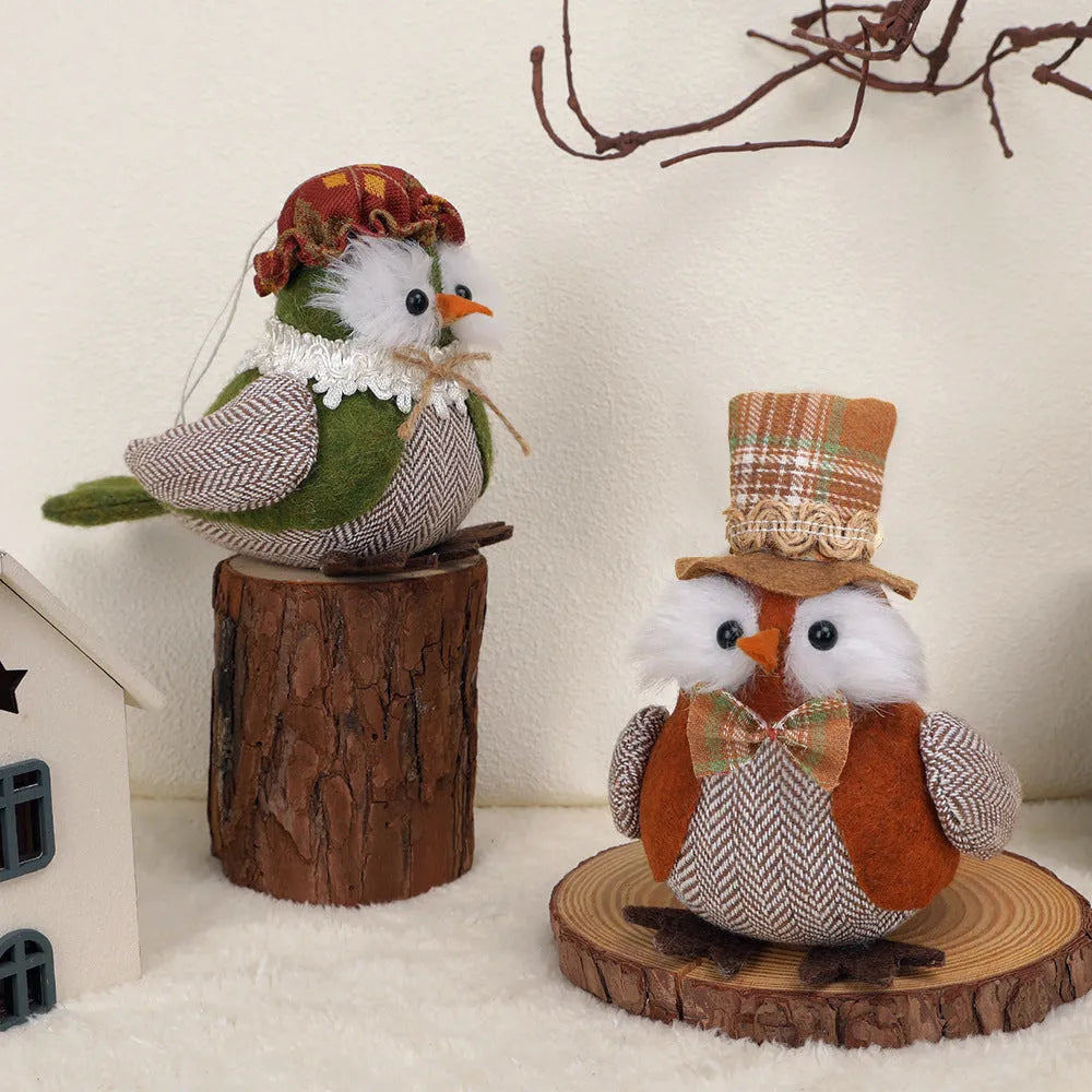 Thanksgiving harvest bird owl window pendant ornament in orange and green colours