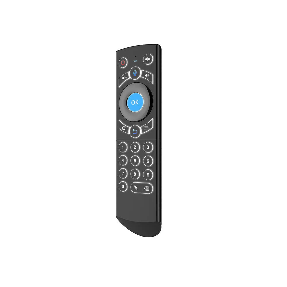 Black G21pro2.4G universal remote control with voice gyroscope for Android TV box projector, 162x42x17.6mm