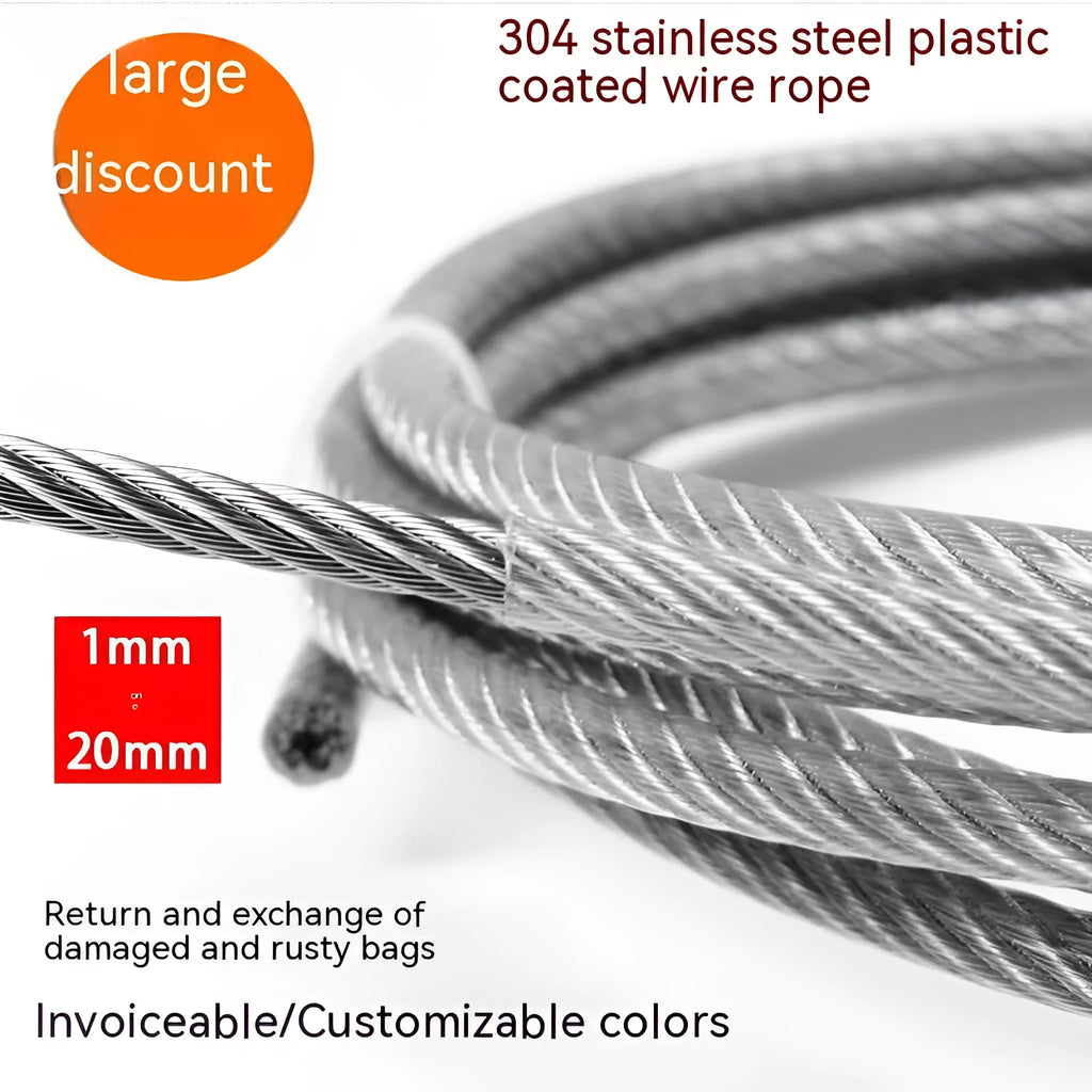 304 stainless steel security wire rope with nylon coating in various diameters for anti-theft applications