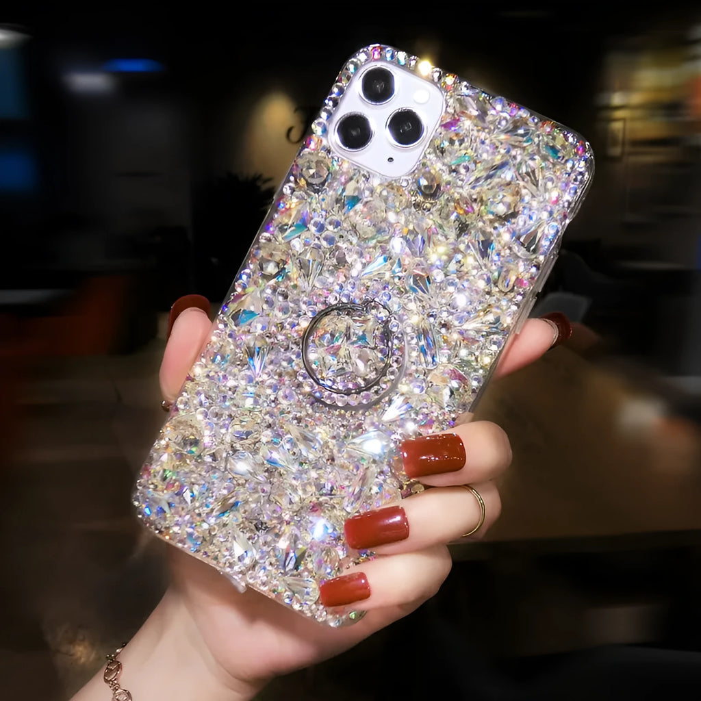 Luxury diamond acrylic phone case with kickstand for Samsung Galaxy
