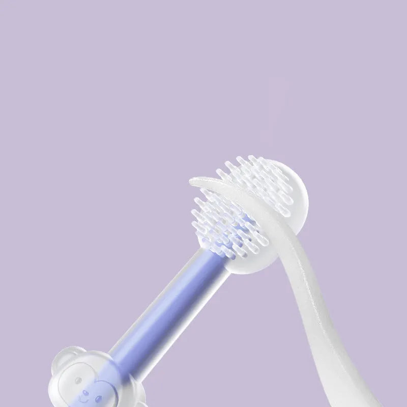 Blue, green, and purple silicone finger toothbrushes for cleaning cat and dog teeth.