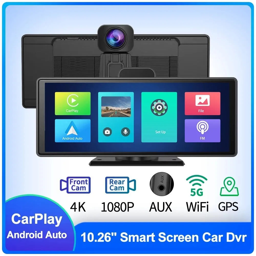 10.26-inch touch screen car DVR with dual camera recording system