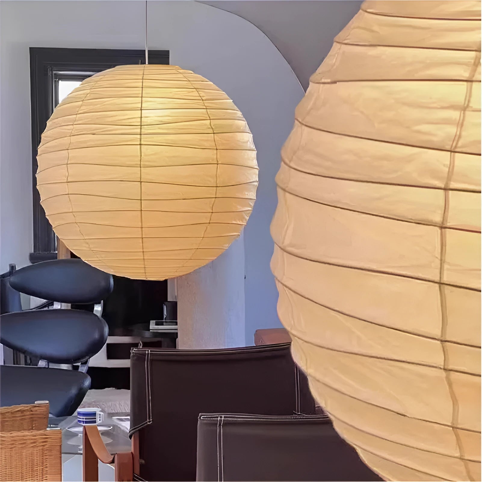 Japanese-style rice paper chandelier ceiling light in 30cm and 45cm diameters