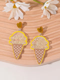 Colourful acrylic fruit earrings with cherry strawberry watermelon pineapple coconut cake ice cream designs
