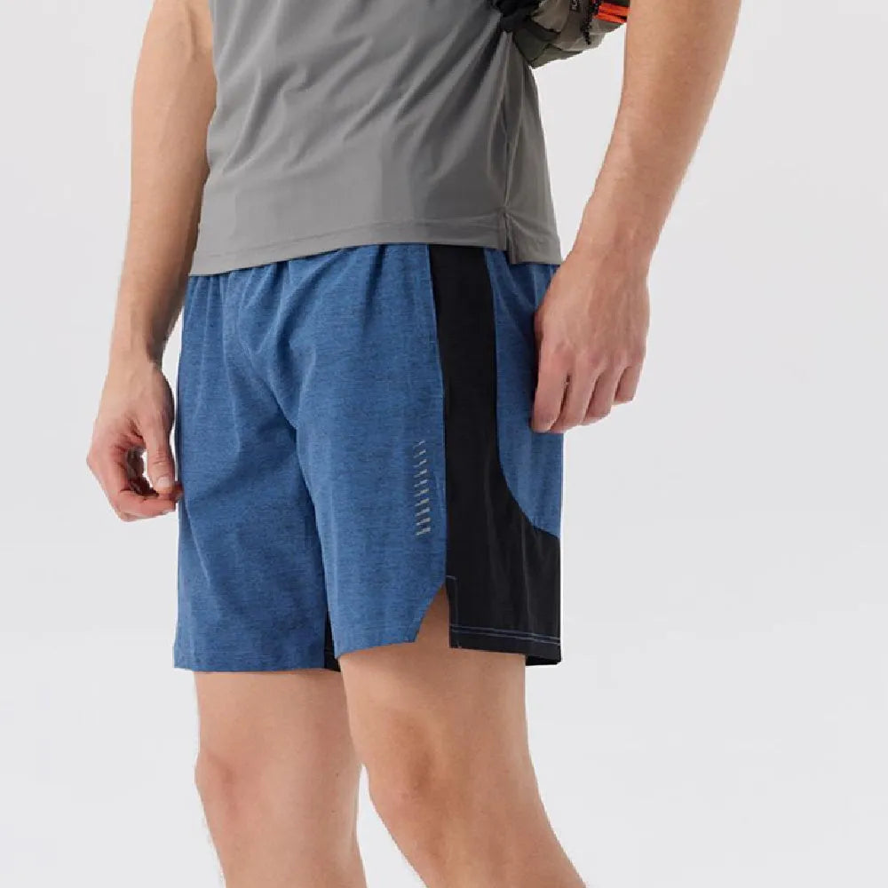 Men's five-point spandex athletic shorts in forest green colour with mid-waist design