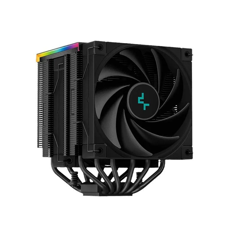 CPU air cooler heat sink with digital temperature display showing 45°C reading