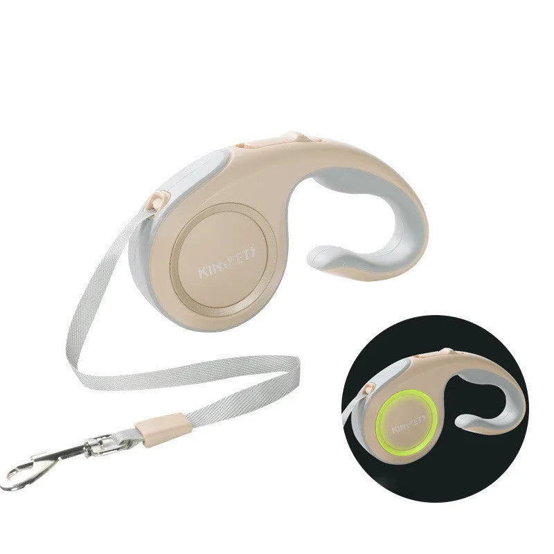Automatic retractable dog lead with ABS body, non-slip rubber handle, and polyester rope, shown in Morandi Light Green.