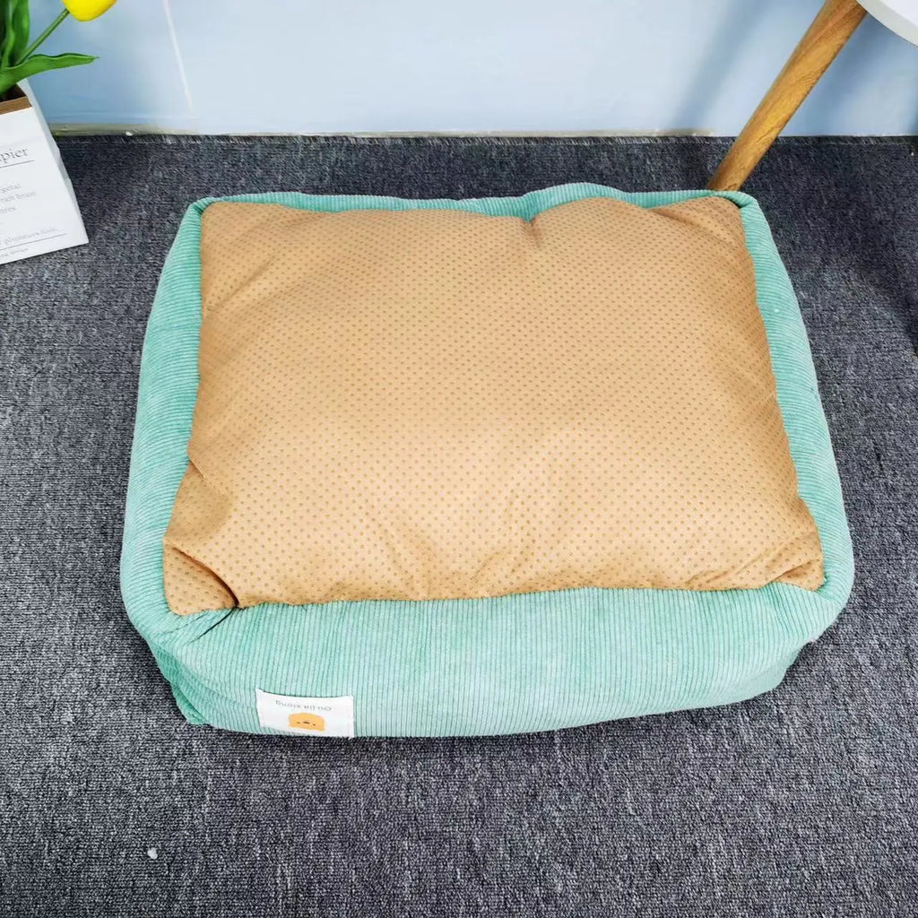 A light blue velvet dog nest bed with plush PP cotton filling, shown in a 50x40cm size.
