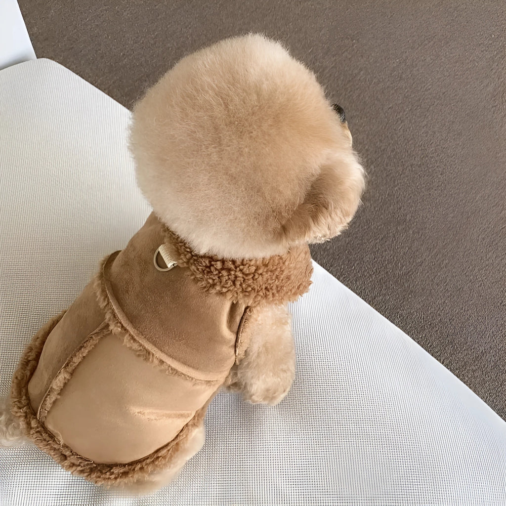 Pet autumn winter traction warm vest in brown available in XS to XL sizes for small dogs