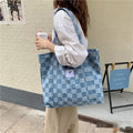 Women's large capacity Oxford cloth shoulder bag with three-dimensional pockets in contrast colour design