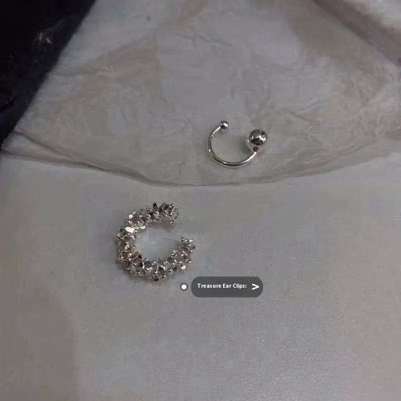 Women's geometric ear clip earrings with irregular frosty style in alloy material