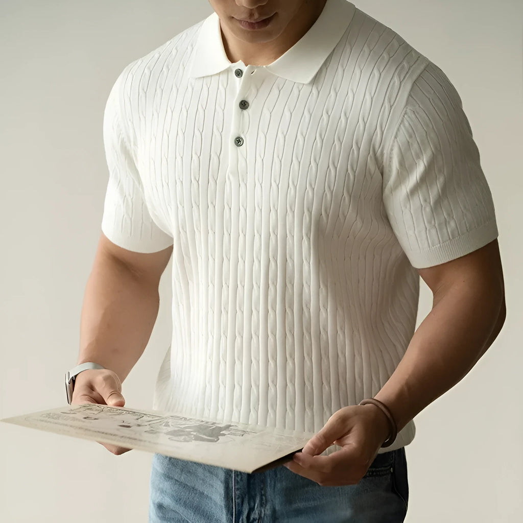 Men's business commute versatile short sleeve top in khaki, black, and white colours