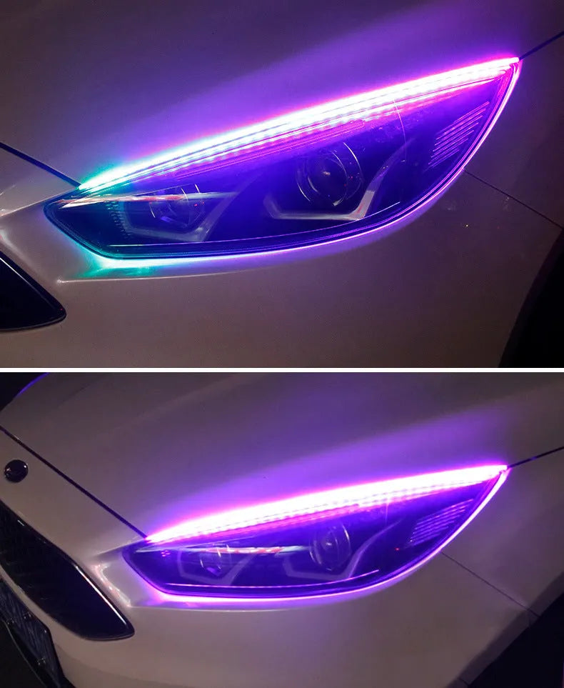 Universal RGB LED daytime running light kit with remote control for General Motors cars.
