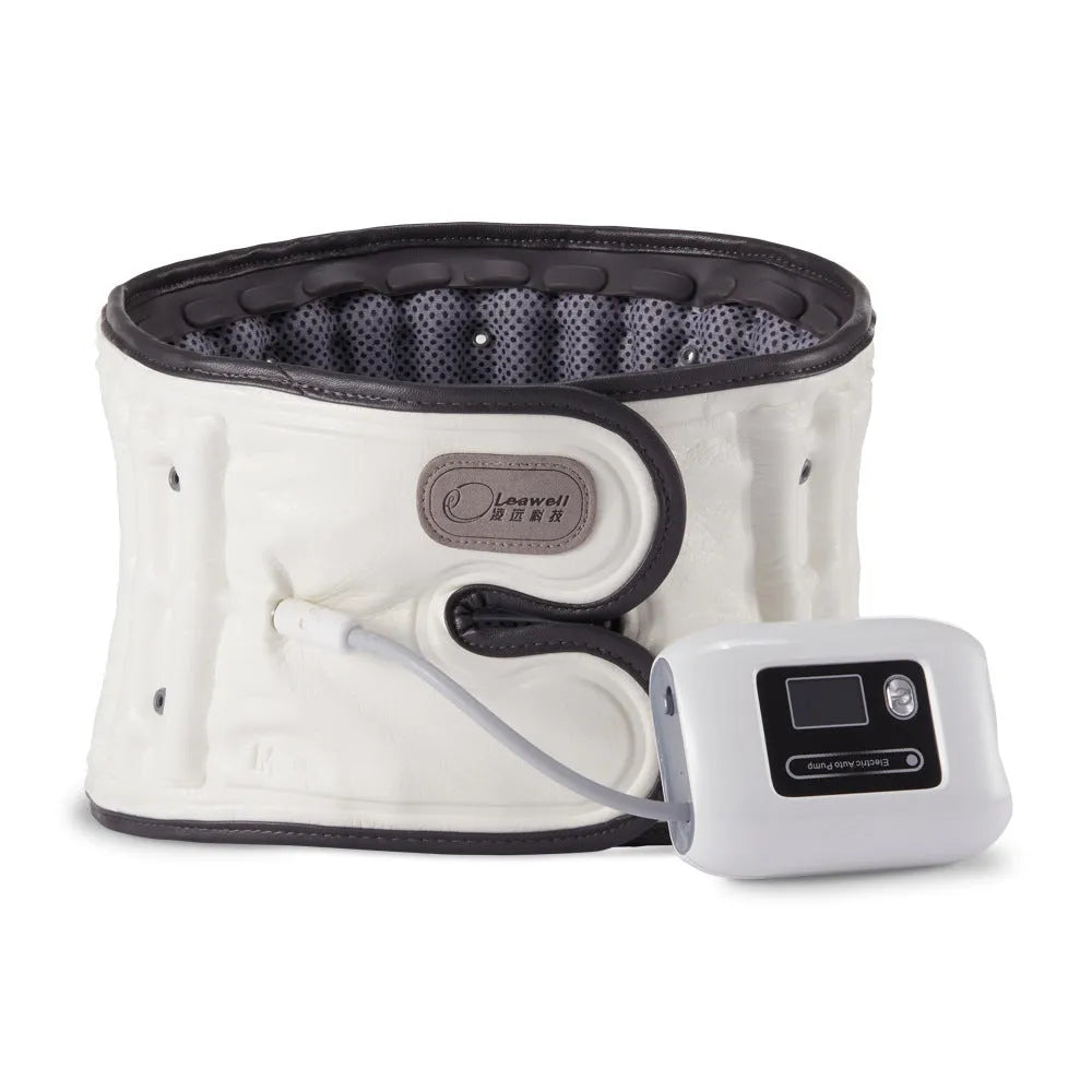 Automatic inflation lumbar disc correction waist supporter in PU material on a white background.