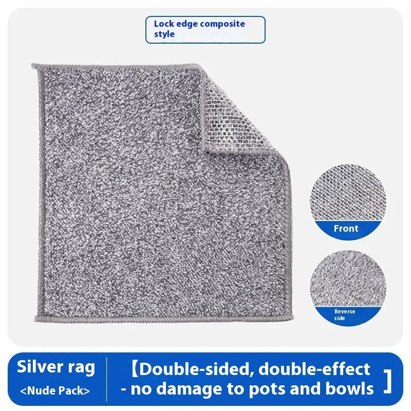 Silver wire and coloured microfibre cleaning rags in 20cm and 25cm square sizes for pots and bowls.