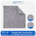 Silver wire and coloured microfibre cleaning rags in 20cm and 25cm square sizes for pots and bowls.