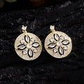 Hollow design zircon disc earrings for women copper electroplated white finish pair