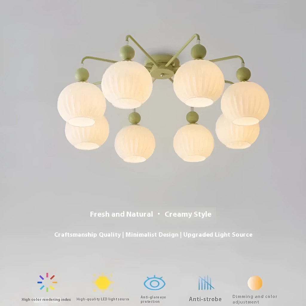 Ceiling lamp with three-color dimming light green 4 heads 65cm simple modern