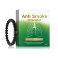 Men's black gallstone and glass smoking prevention bracelet laid flat