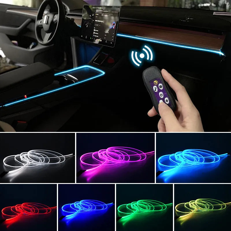 Car LED atmosphere light with USB connection for centre console and instrument panel colour changing illumination