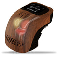 White electric knee massager showing flexible design with control panel and USB charging port
