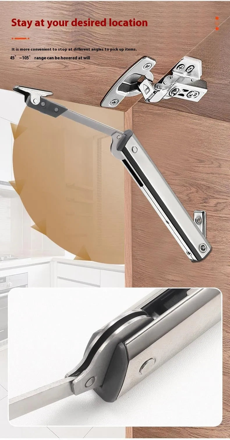 Cold rolled steel support rod with spring mechanism for tatami cabinet flap-up doors