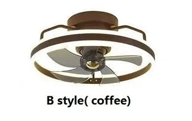 Modern ceiling fan lamp with light showing white finish and acrylic shade