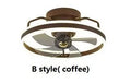 Modern ceiling fan lamp with light showing white finish and acrylic shade