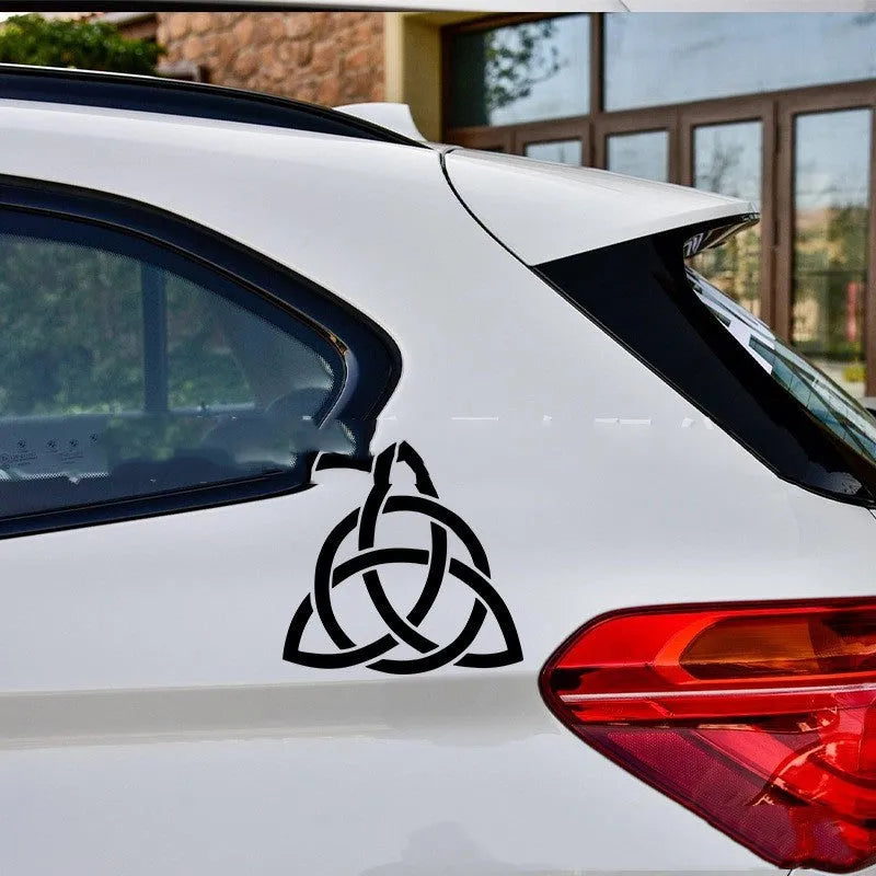 Waterproof black vinyl car body sticker decal on a white vehicle door.
