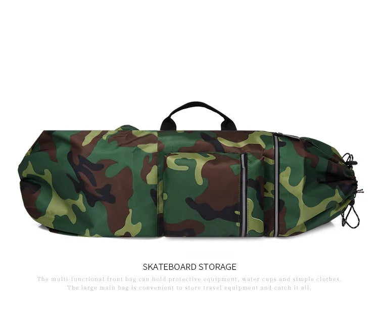 Waterproof nylon skateboard backpack with 20-35L capacity in multiple colour options
