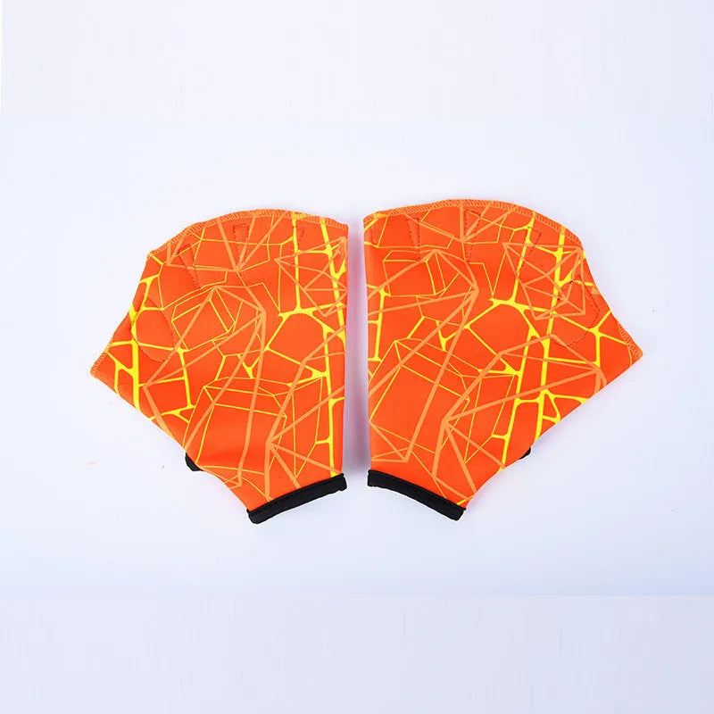 Nylon duck feet webbed swimming gloves in multiple colours and sizes for enhanced swimming propulsion