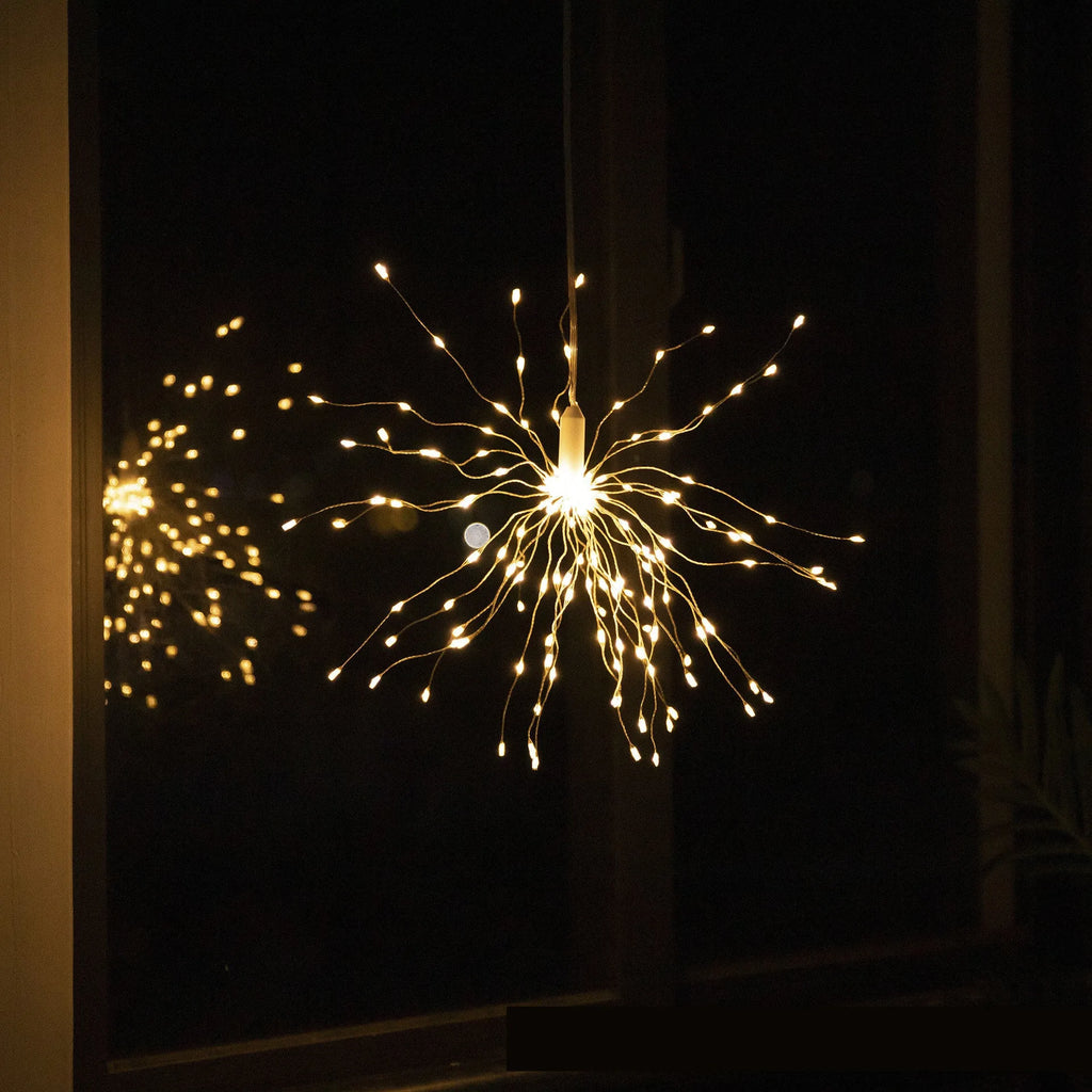 Outdoor waterproof remote control copper wire dandelion string lights in colour and warm colour for holiday decoration
