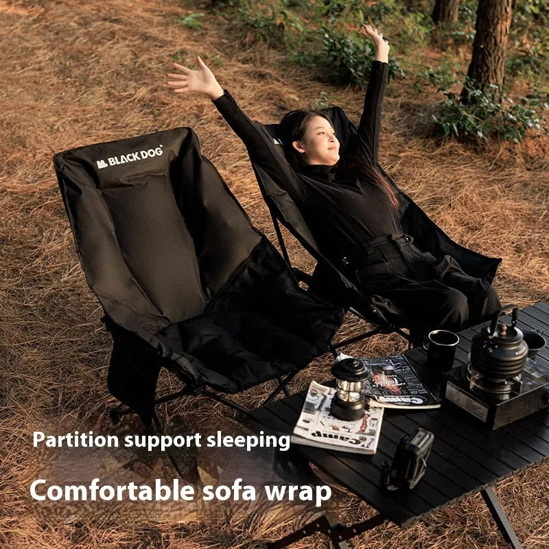 Night black Oxford cloth portable folding chair in moon style for outdoor seating