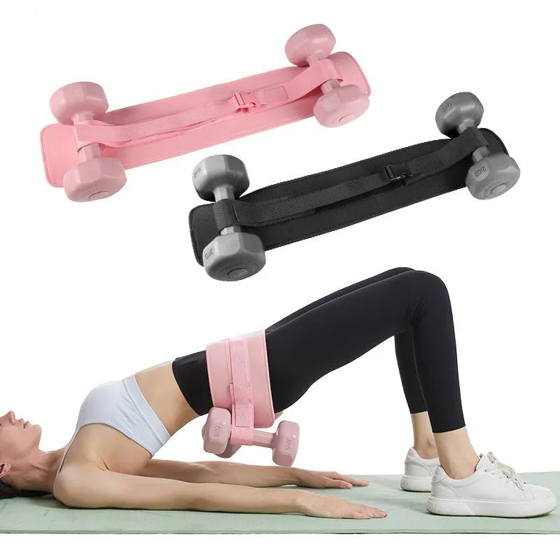 Black or pink weight-bearing hip bridge fitness belt for dumbbell barbell training