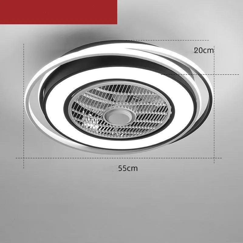 55cm Nordic LED ceiling fan light in black white with acrylic diffuser and ABS fan blades for bedroom or dining room