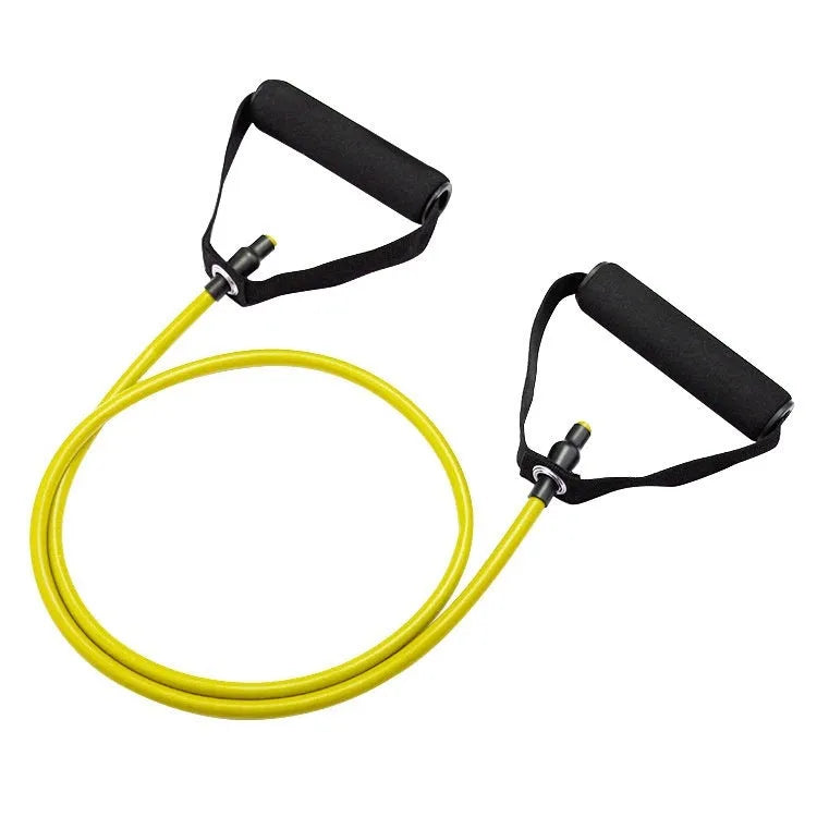 Adjustable chest expander with colour-coded TPE tension rope showing five resistance levels