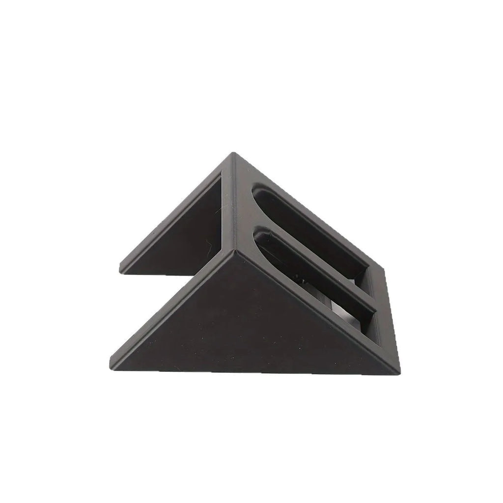 Black plastic punk-style pistol stand for model gun display measuring 10.85cm by 7.6cm