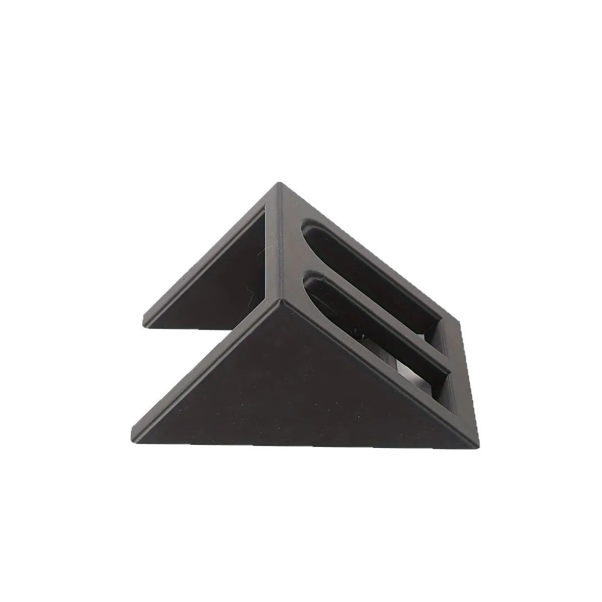 Black plastic punk-style pistol stand for model gun display measuring 10.85cm by 7.6cm