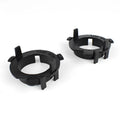 Black ABS plastic car LED headlight card holder measuring 3.8 by 3.7 by 1 centimetres.