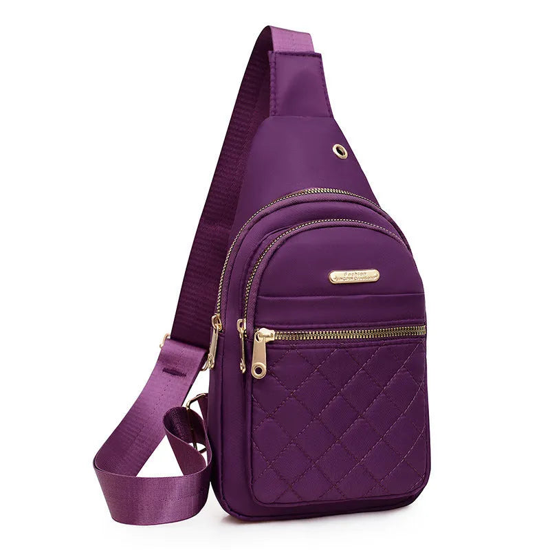 Crossbody sports chest bag in Oxford cloth with plaid pattern detail