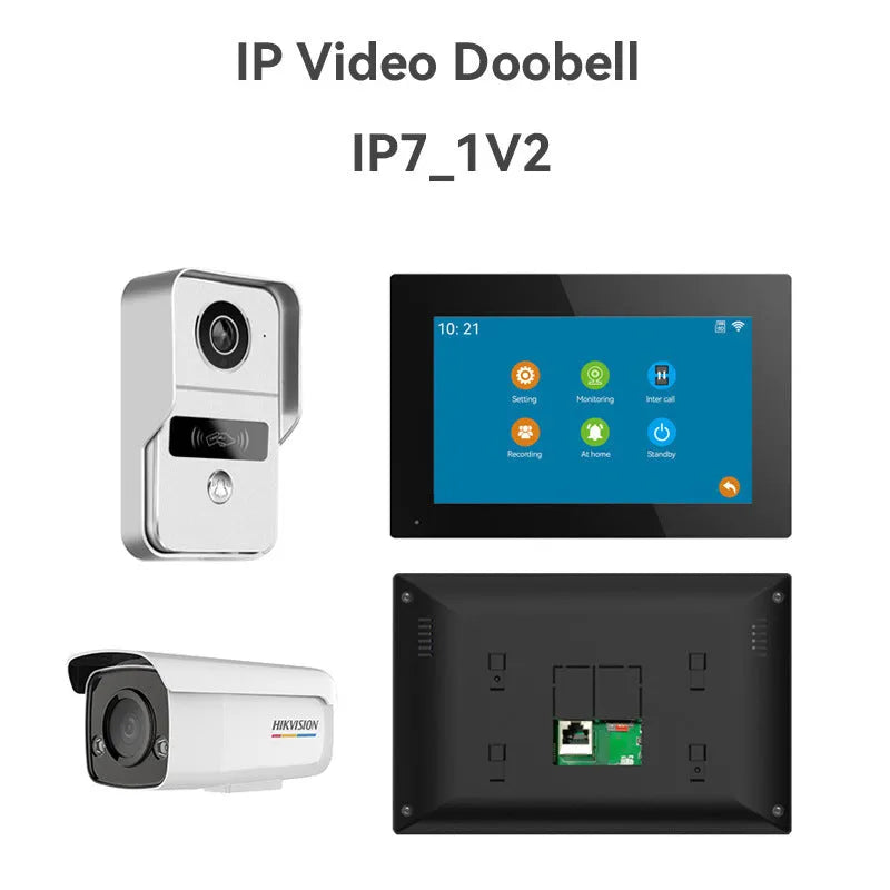 Video intercom doorbell system with outdoor camera unit and indoor display monitor for home entry security