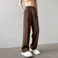 Black straight leg loose fit casual trousers with non-ironing chemical blend fabric