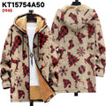 Man wearing a loose fit multicolour printed zip-up hooded cardigan in a casual setting