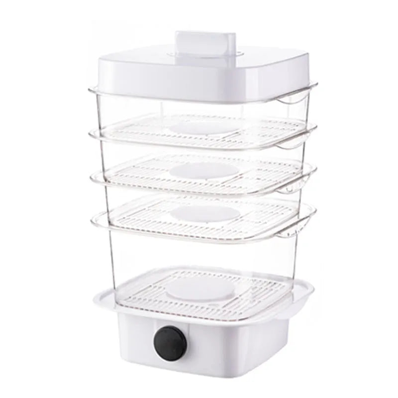 Plastic multi-layer dish cover in white with temperature display on dining table